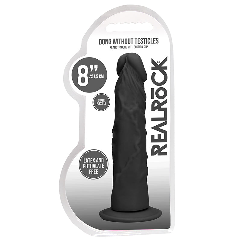 RealRock Realistic 8 in. Dildo With Suction Cup Black