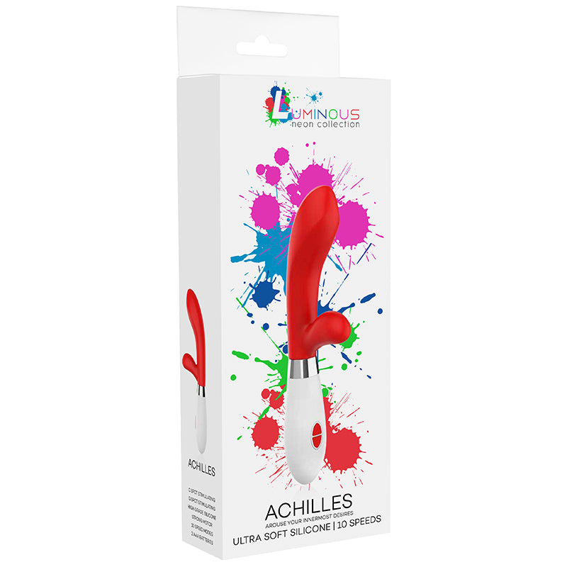 Luminous Achilles 10-Speed Silicone Dual Stimulation Vibrator Red