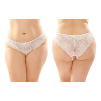 Fantasy Lingerie Poppy Crotchless Floral Lace Panty 6-Pack Queen Size White