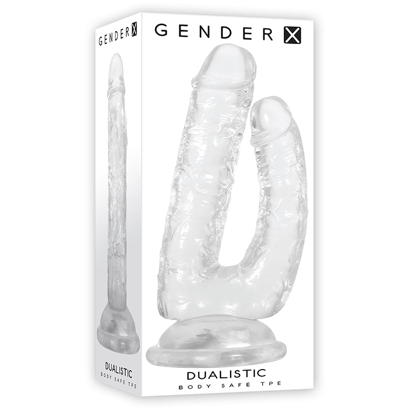 Gender X Dualistic Double-Shafted Dildo With Suction Cup Base Clear