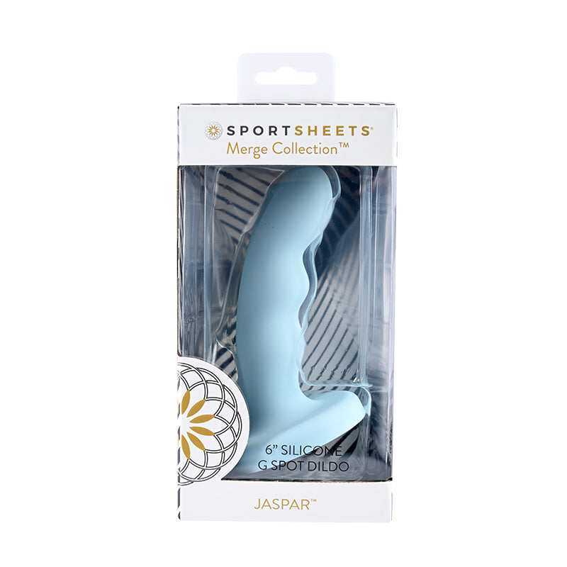 Sportsheets Merge Collection Jaspar 6 in. Silicone G-Spot Dildo with Suction Cup Aqua