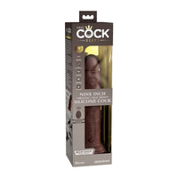 Pipedream King Cock Elite 9 in. Vibrating Dual Density Silicone Cock Rechargeable Remote-Controlled Realistic Dildo With Suction Cup Brown