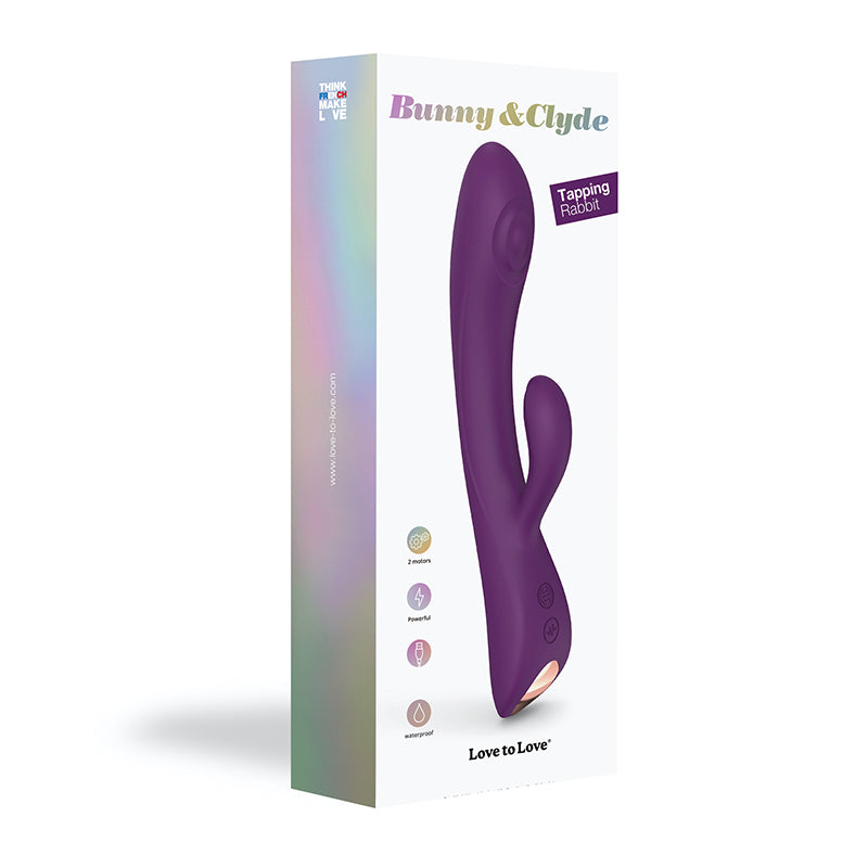 Love to Love Bunny & Clyde Rechargeable Tapping Rabbit Silicone Vibrator Purple Rain