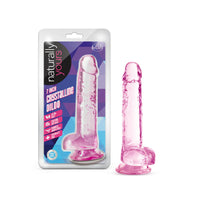 Blush Naturally Yours Crystalline 7 in. Dildo with Balls & Suction Cup Rose