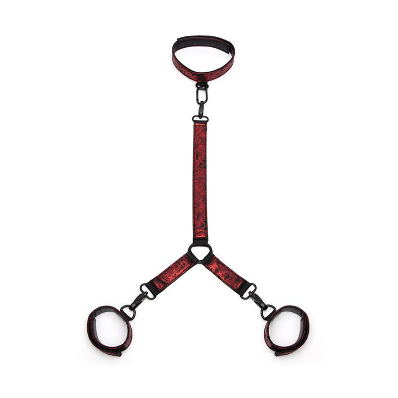 Fifty Shades of Grey Sweet Anticipation Faux Leather Reversible Velcro Collar and Wrist Cuffs Red/Black