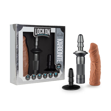 Lock On Karbonite Dildo With Handle Mocha