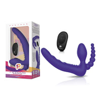 Pegasus 7 in. DP Strapless Strap-On Rechargeable Remote-Controlled Silicone Dual Entry Dildo Purple