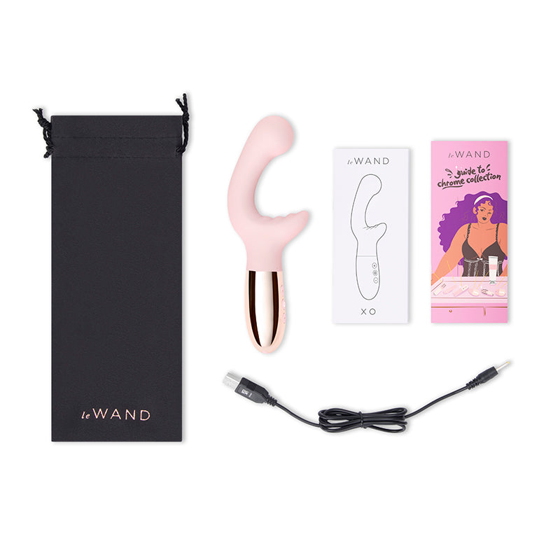 Le Wand XO Rechargeable Wave Silicone Dual Stimulation Vibrator Rose Gold