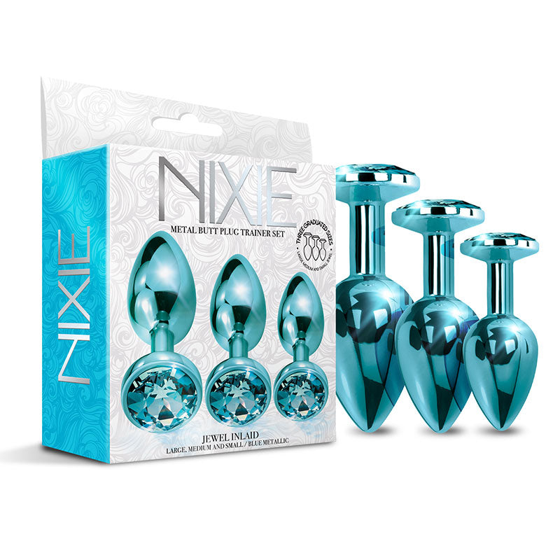 Nixie Metal Butt Plug†Trainer†Set 3-Piece Blue Metallic