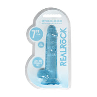 RealRock Crystal Clear Realistic 7 in. Dildo With Balls and Suction Cup Blue