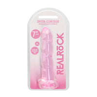 RealRock Crystal Clear Non-Realistic 7 in. Twisted Dildo With Suction Cup Pink