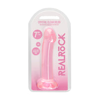 RealRock Crystal Clear Non-Realistic 7 in. Dildo With Suction Cup Pink