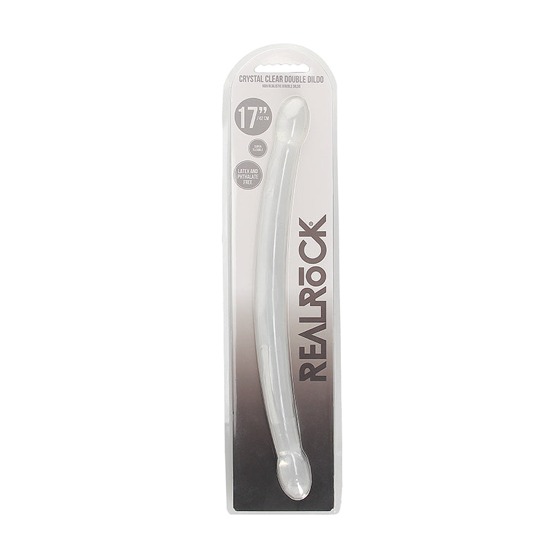 RealRock Crystal Clear Non-Realistic 17 in. Double Dildo Clear