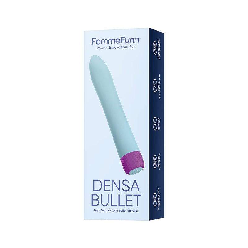 FemmeFunn Densa Bullet Rechargeable Dual Density Silicone Slimline Vibrator Light Blue