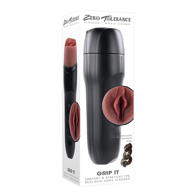 Zero Tolerance Grip It Realistic Vagina Stroker with Movie Download Brown