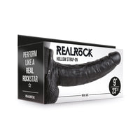 RealRock Realistic 9 in. Hollow Strap-On With Balls Black