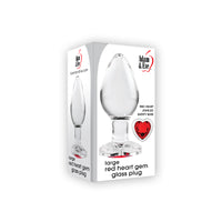 Adam & Eve Glass Anal Plug With Red Gemstone Heart Base Large