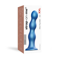 Strap-On-Me Hybrid Collection Silicone Dildo Plug Balls Metallic Blue XXL