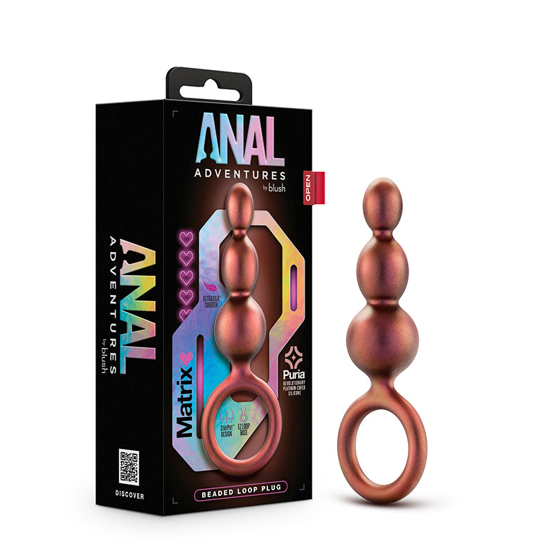 Anal Adventures Matrix Silicone Beaded Loop Plug Copper