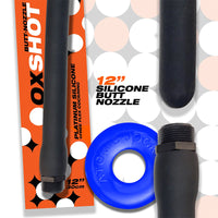 Oxballs Oxshot Butt Nozzle Shower Hose 12 in. + Flex Cockring Black