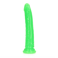 RealRock Glow in the Dark Slim 10 in. Dildo Neon Green