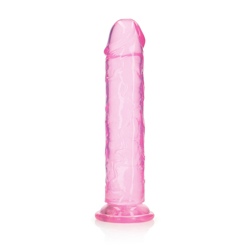 RealRock Crystal Clear Straight 11 in. Dildo Without Balls Pink