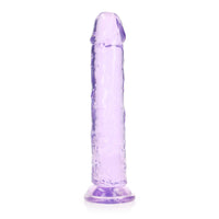 RealRock Crystal Clear Straight 9 in. Dildo Without Balls Purple