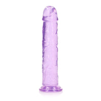 RealRock Crystal Clear Straight 11 in. Dildo Without Balls Purple