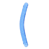 RealRock Crystal Clear Double Dong 18 in. Dual-Ended Dildo Blue