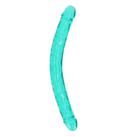 RealRock Crystal Clear Double Dong 18 in. Dual-Ended Dildo Turquoise