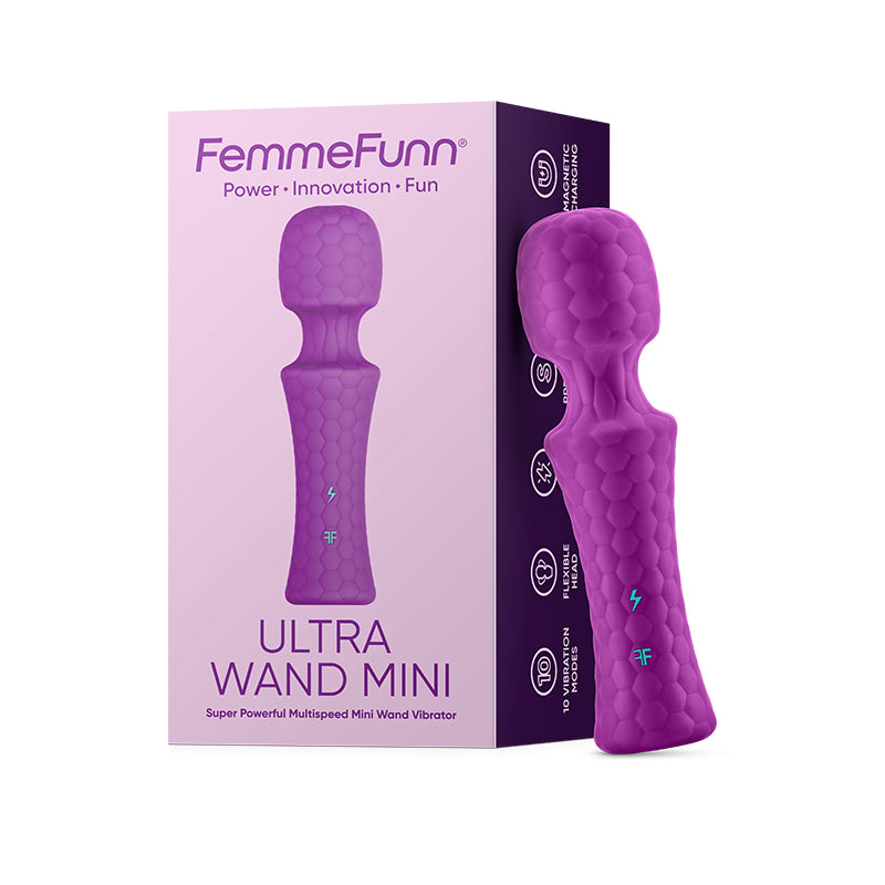 FemmeFunn Ultra Wand Mini Rechargeable Flexible Textured Silicone Vibrator Purple