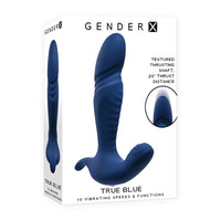 Gender X True Blue Rechargeable Thrusting Silicone Vibrator Blue