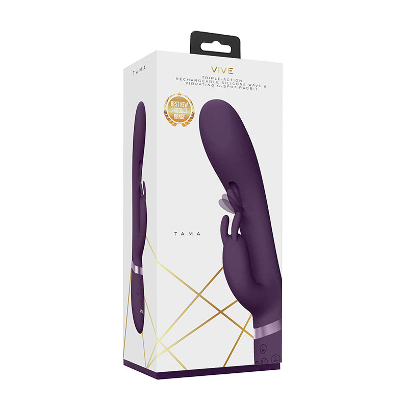 VIVE TAMA Rechargeable Wave Silicone Rabbit Vibrator Purple