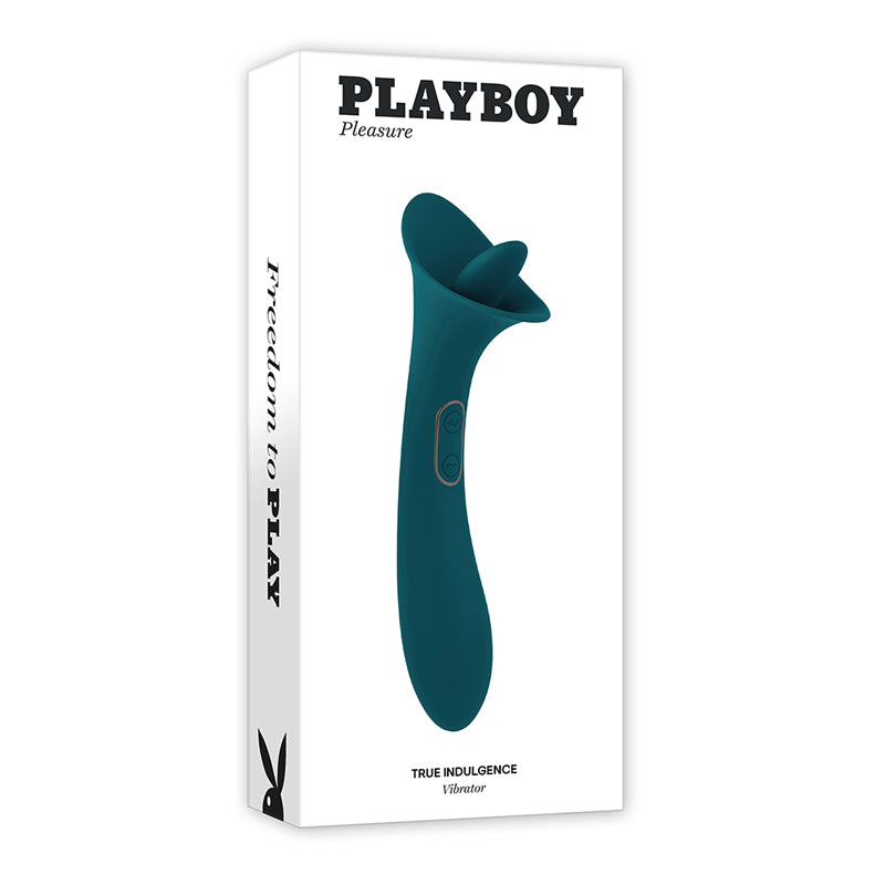 Playboy True Indulgence Rechargeable Dual Ended Silicone Flicking Vibrator Deep Teal